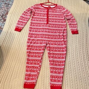 Red & White Waffle Weave Winter Onesie Fair Isle Cotton Blend (Target) Size XXL